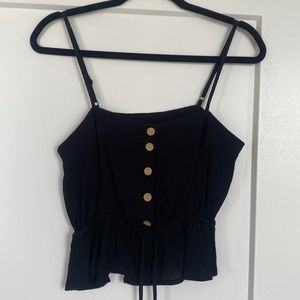 black cropped peplum tank top